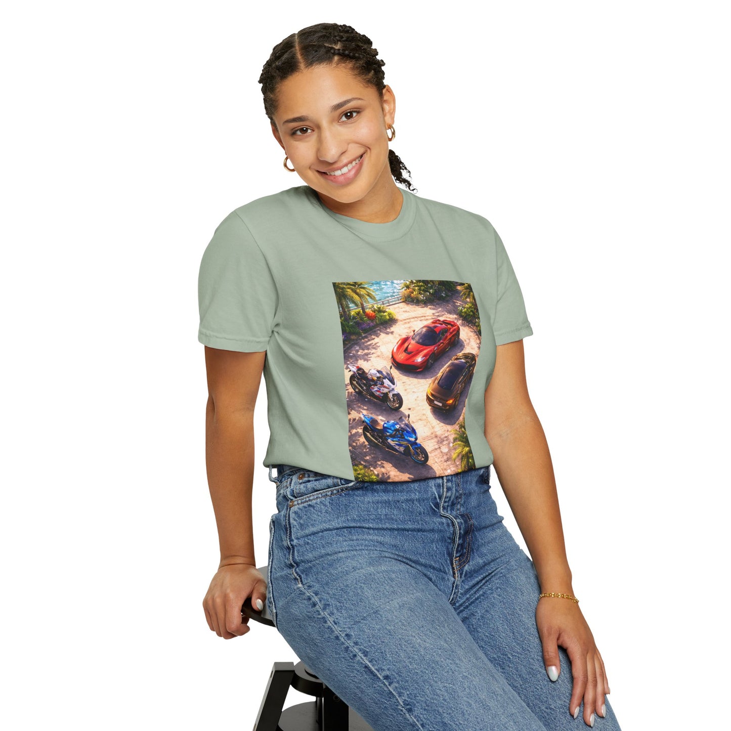 MULTI-VEHICLE - T-Shirt — Tropical Sports Cars & Motorbikes Print