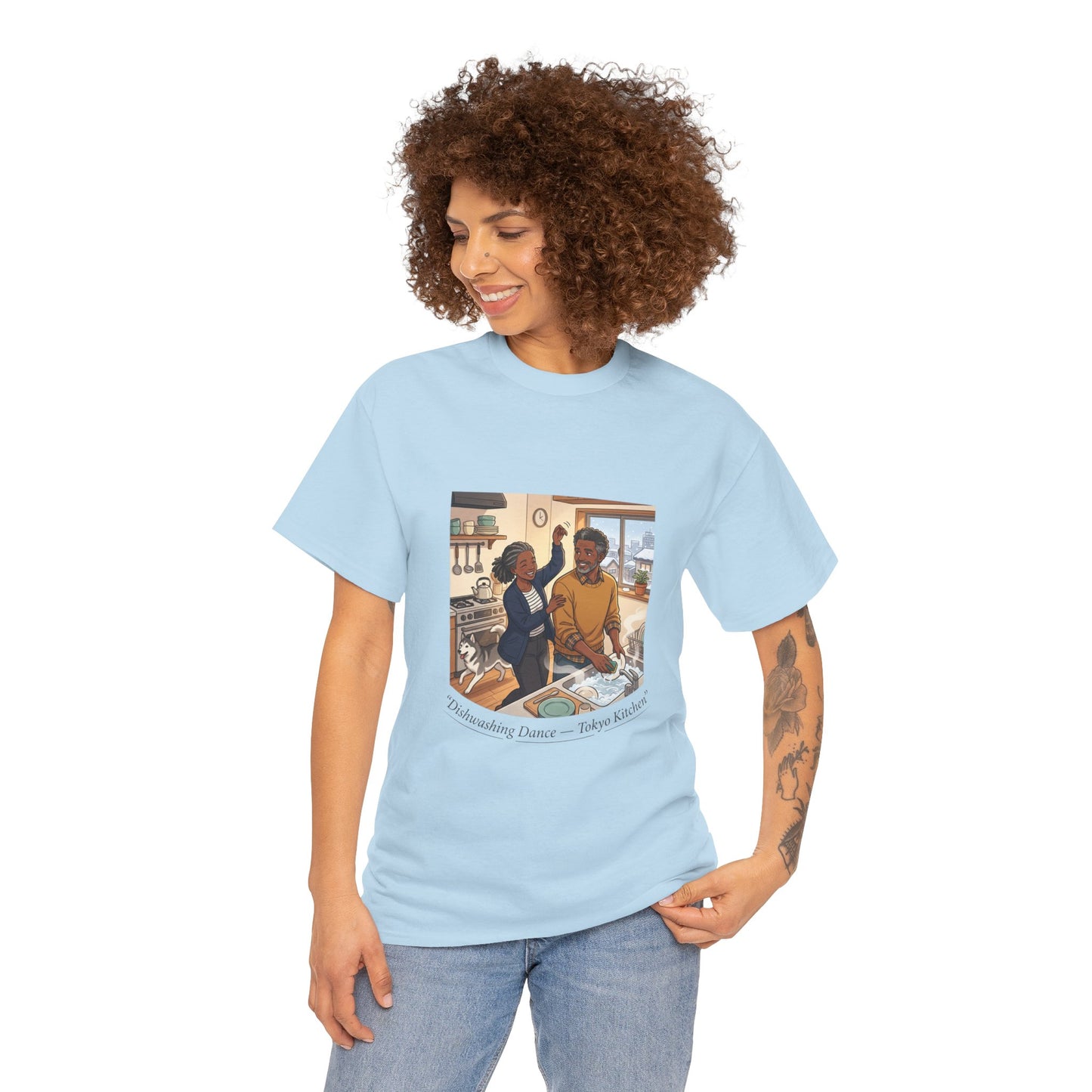 Dishwashing Dance Tee — Couple Kitchen Graphic T-Shirt
