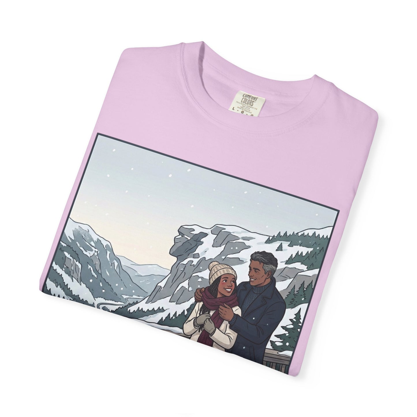 Franconia Notch NH Winter View T-Shirt — Scenic Couple & Husky Travel Tee