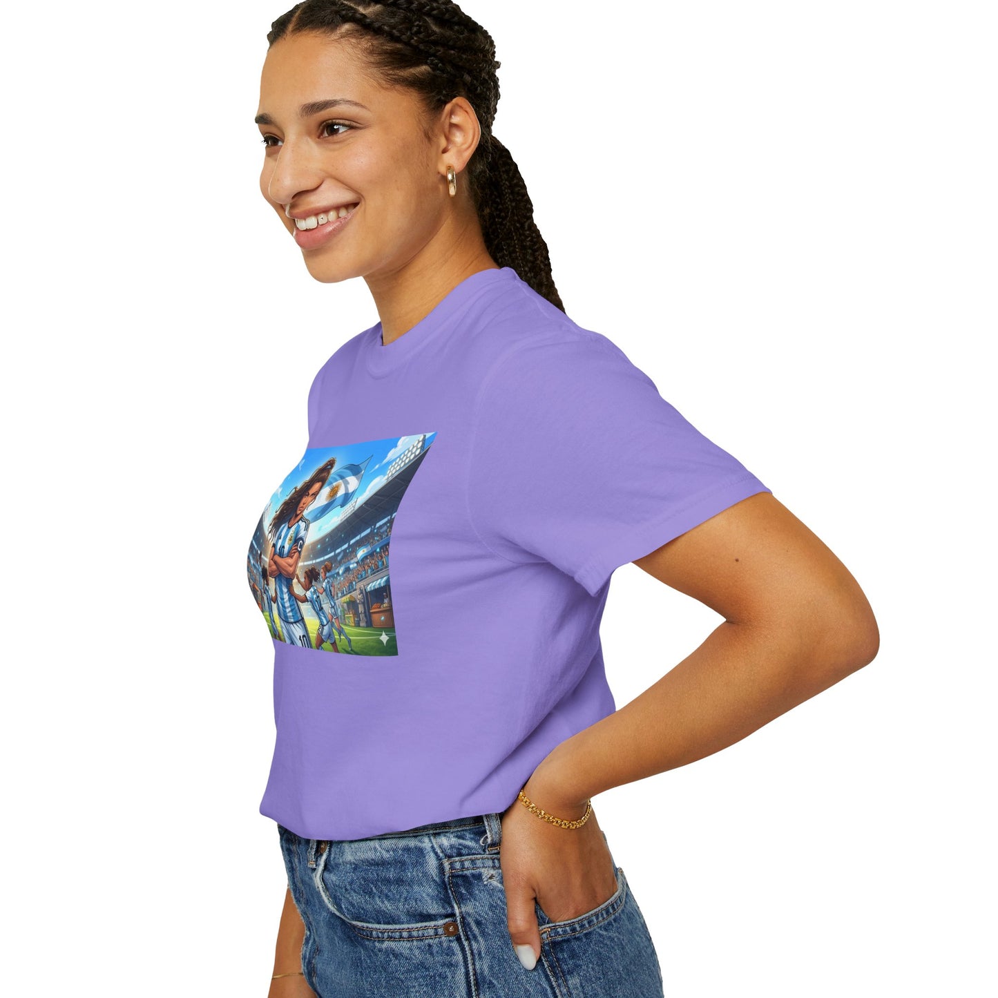 Argentina Soccer Heroine Stadium T-Shirt – Female Soccer Player Graphic Tee