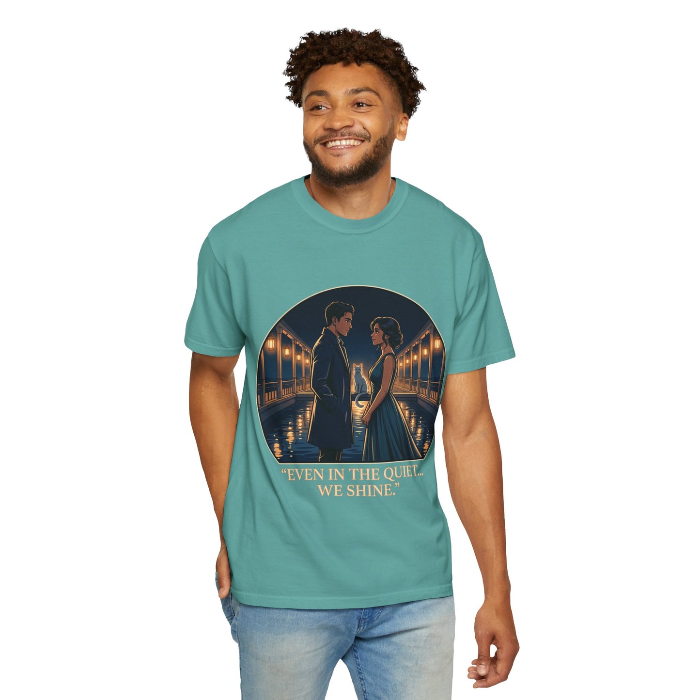 Romantic Night Stroll T-Shirt — "Even in the Quiet... We Shine" Graphic Tee