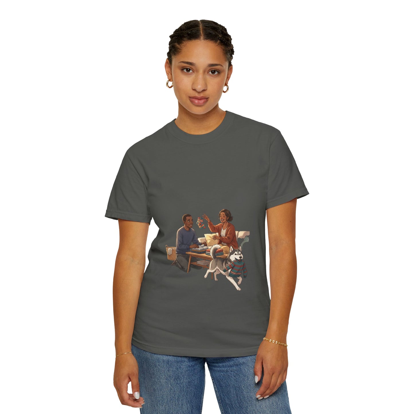 Picnic Cheers T-Shirt — Vintage Couple & Dog Illustration Tee