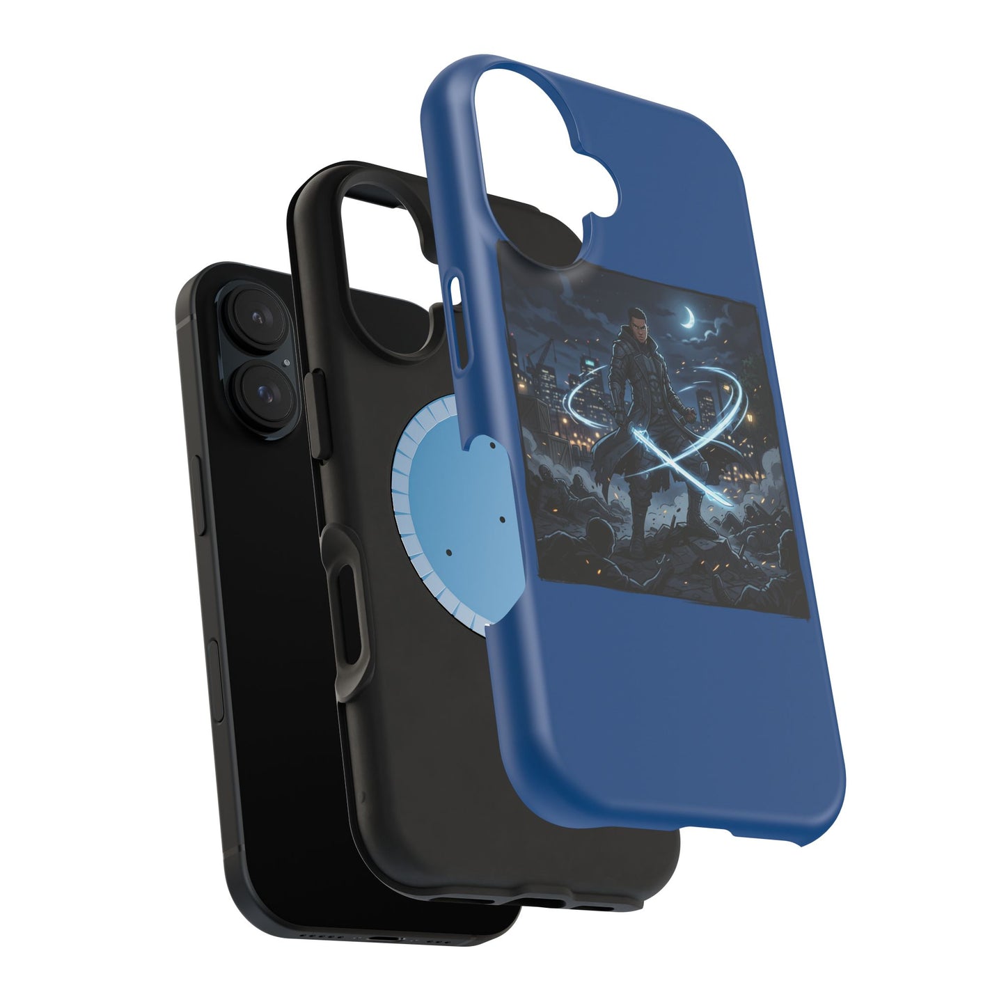 Magnetic Impact-Resistant Phone Case — Night Warrior Sci‑Fi Design