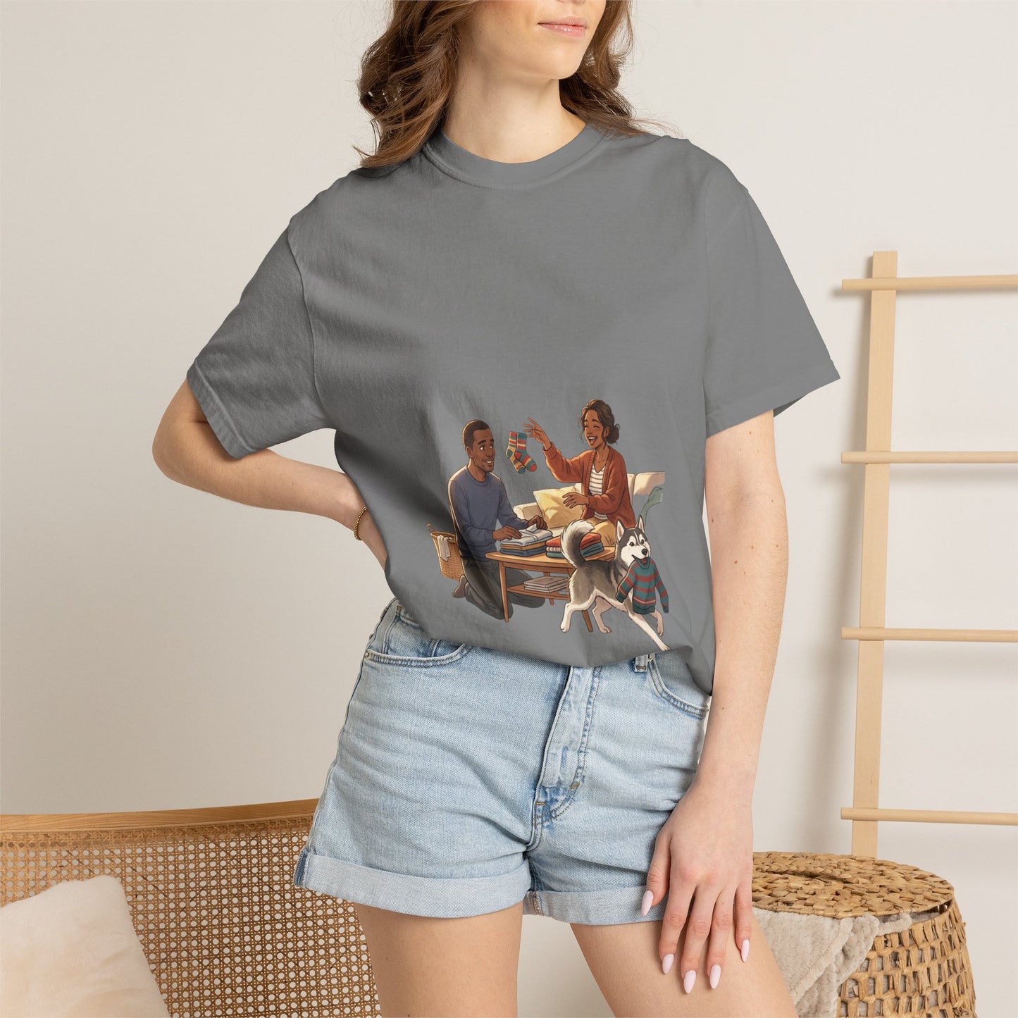 Picnic Cheers T-Shirt — Vintage Couple & Dog Illustration Tee