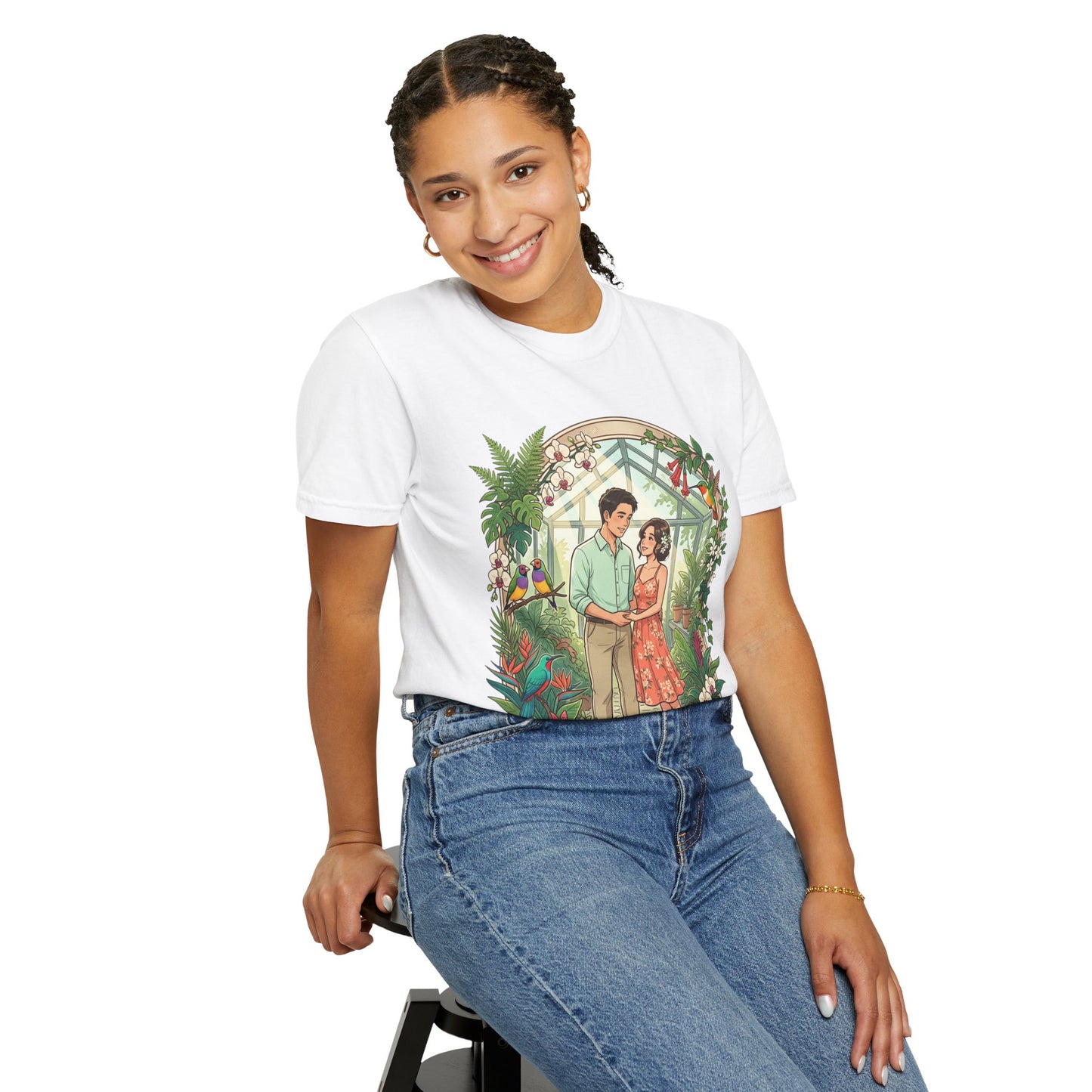 Romantic Greenhouse Couples T-Shirt — “Love Grows Where We Nurture It”