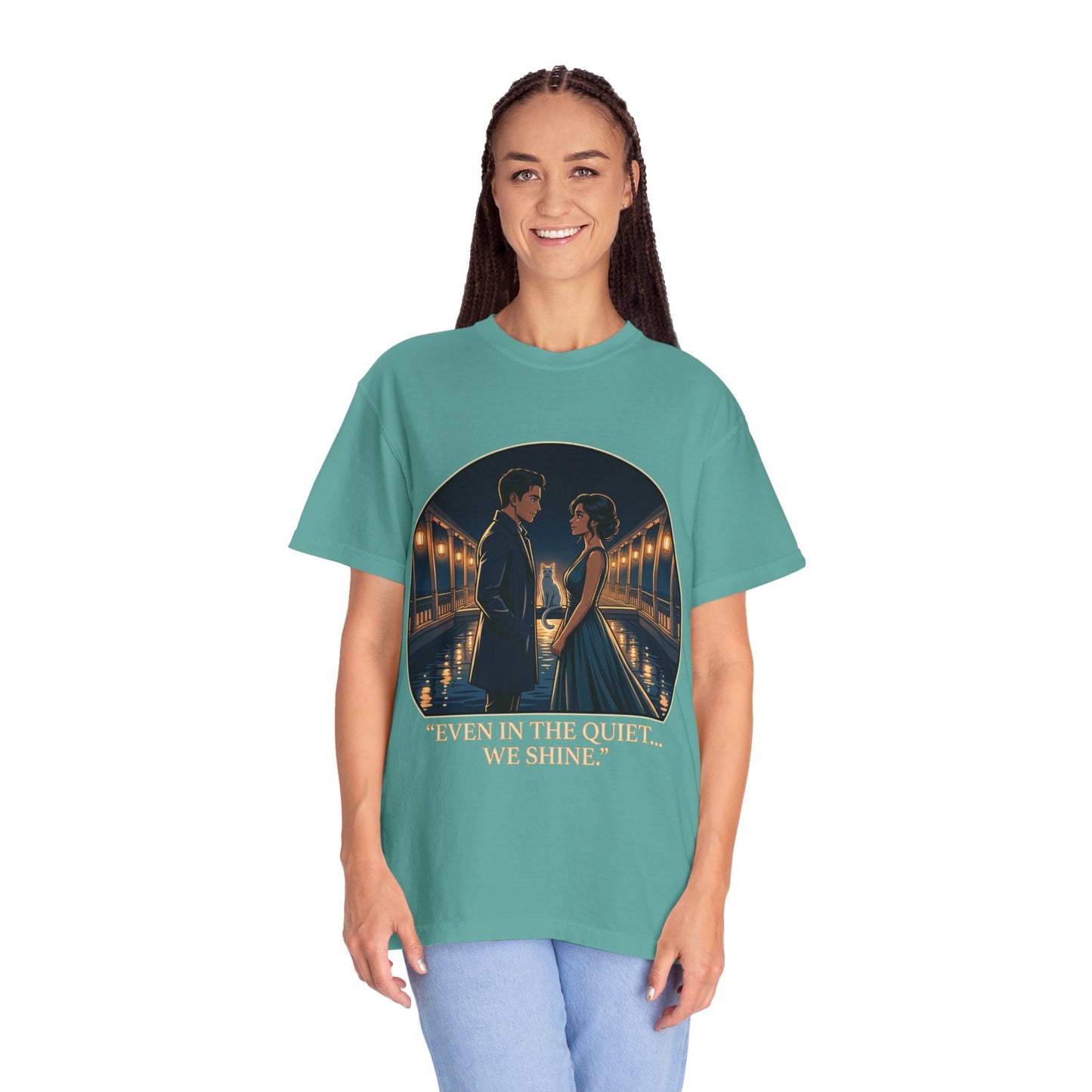 Romantic Night Stroll T-Shirt — "Even in the Quiet... We Shine" Graphic Tee