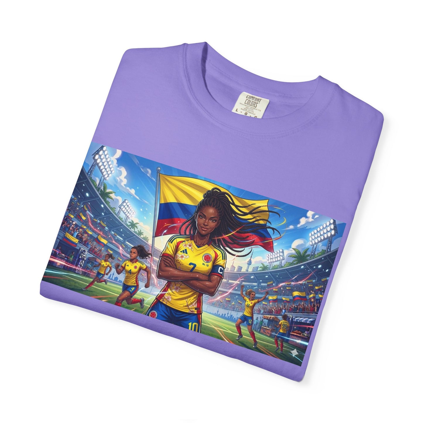 Soccer Champion Graphic T-Shirt — Woman Goalkeeper Stadium Art