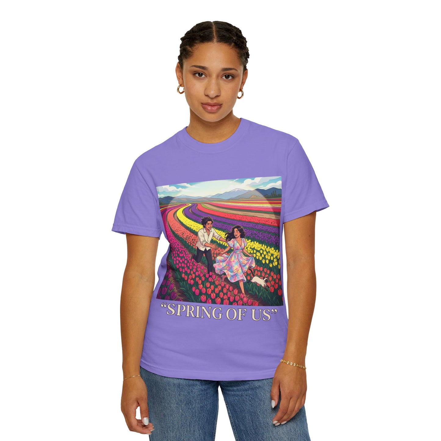 Spring of Us T-Shirt — Floral Field Vintage Couple Graphic Tee