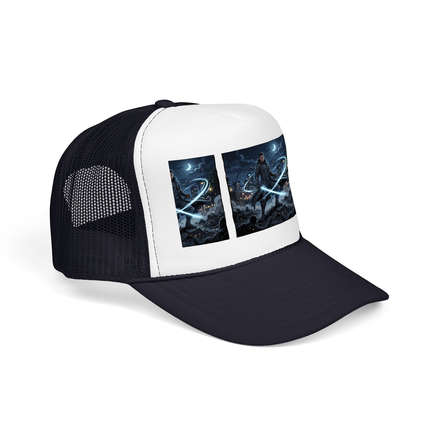 Trucker Hat — Neon Samurai Triptych Foam Trucker Cap