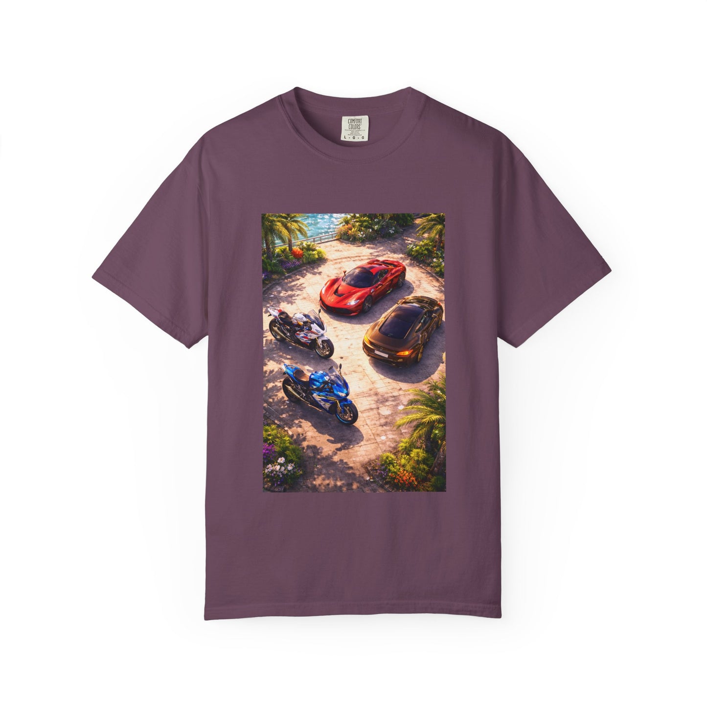 MULTI-VEHICLE - T-Shirt — Tropical Sports Cars & Motorbikes Print