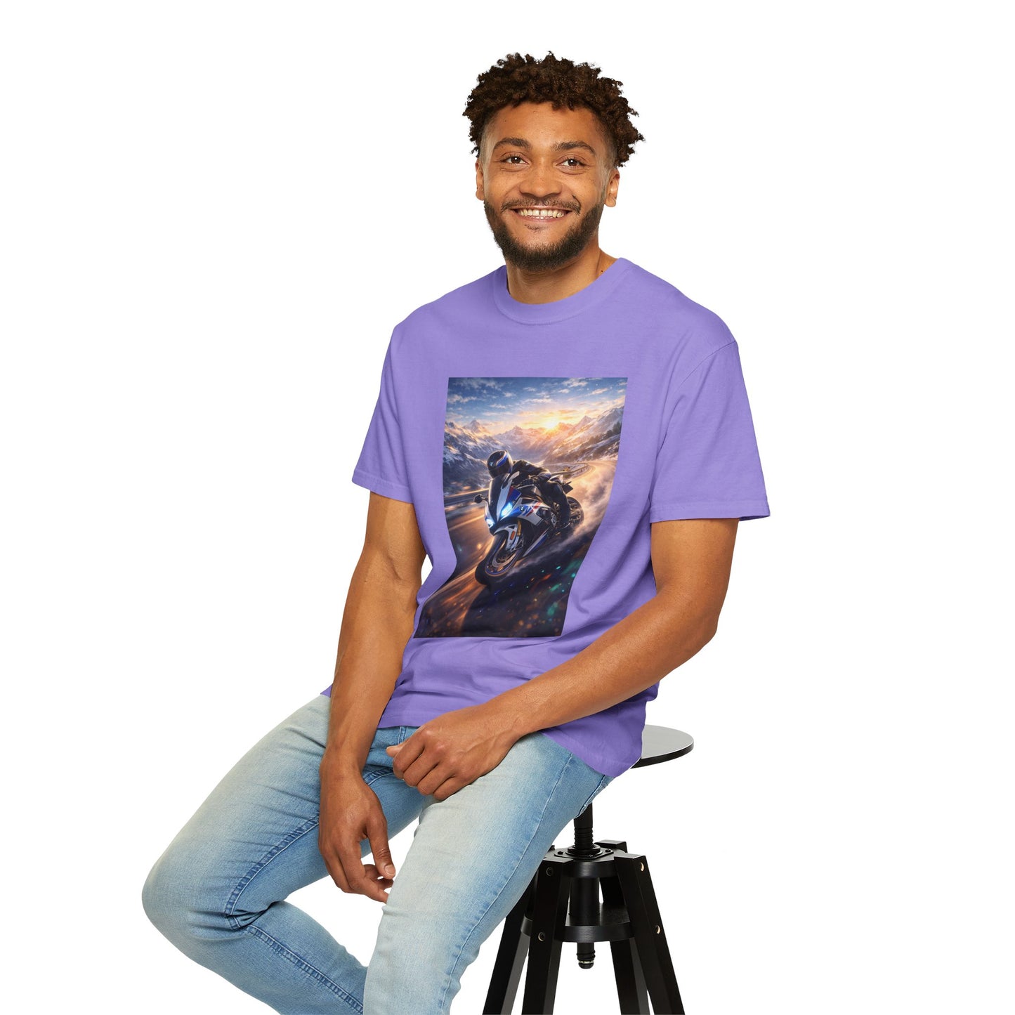 BMW S1000RR ALPINE GHOST RIDE - T‑Shirt — Sportbike Skyline Graphic Tee