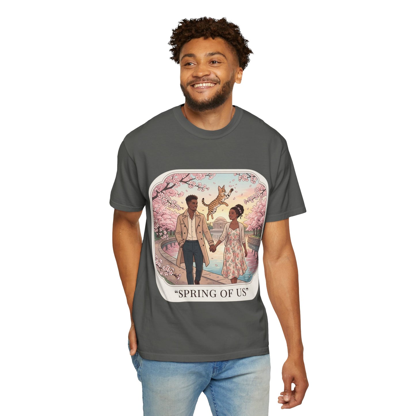 Spring of Us T-Shirt — Romantic Cherry Blossom Couple Graphic Tee