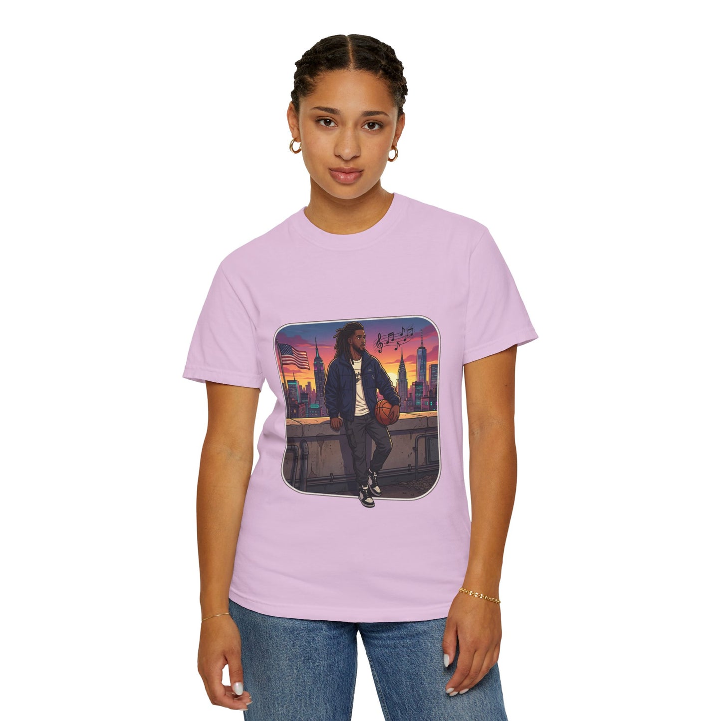 City Sunset Basketball Player T-Shirt — Urban Hoop Lifestyle Tee
