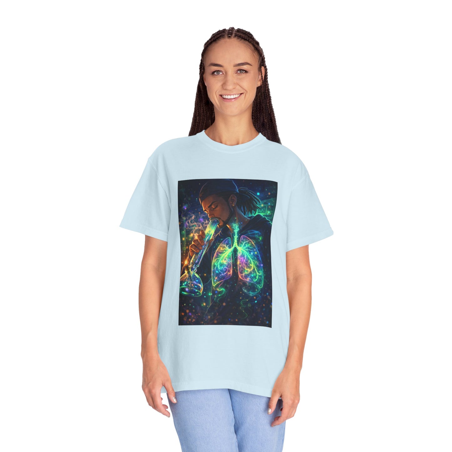 Cosmic Lungs T-Shirt — Neon Anatomical Art Tee