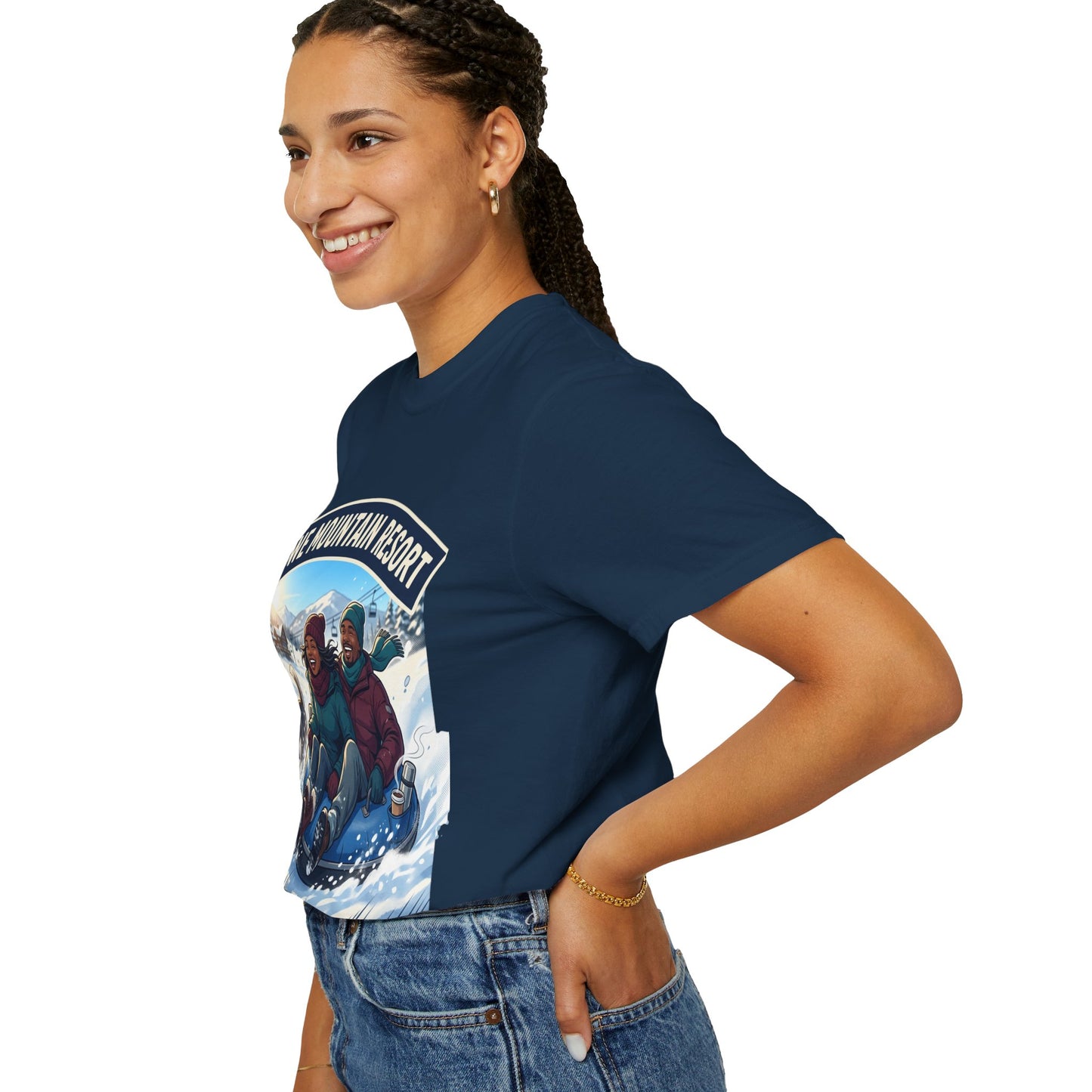 Stowe Mountain Resort Snow Tubing T-Shirt — "Vermont Joy" Winter Apparel