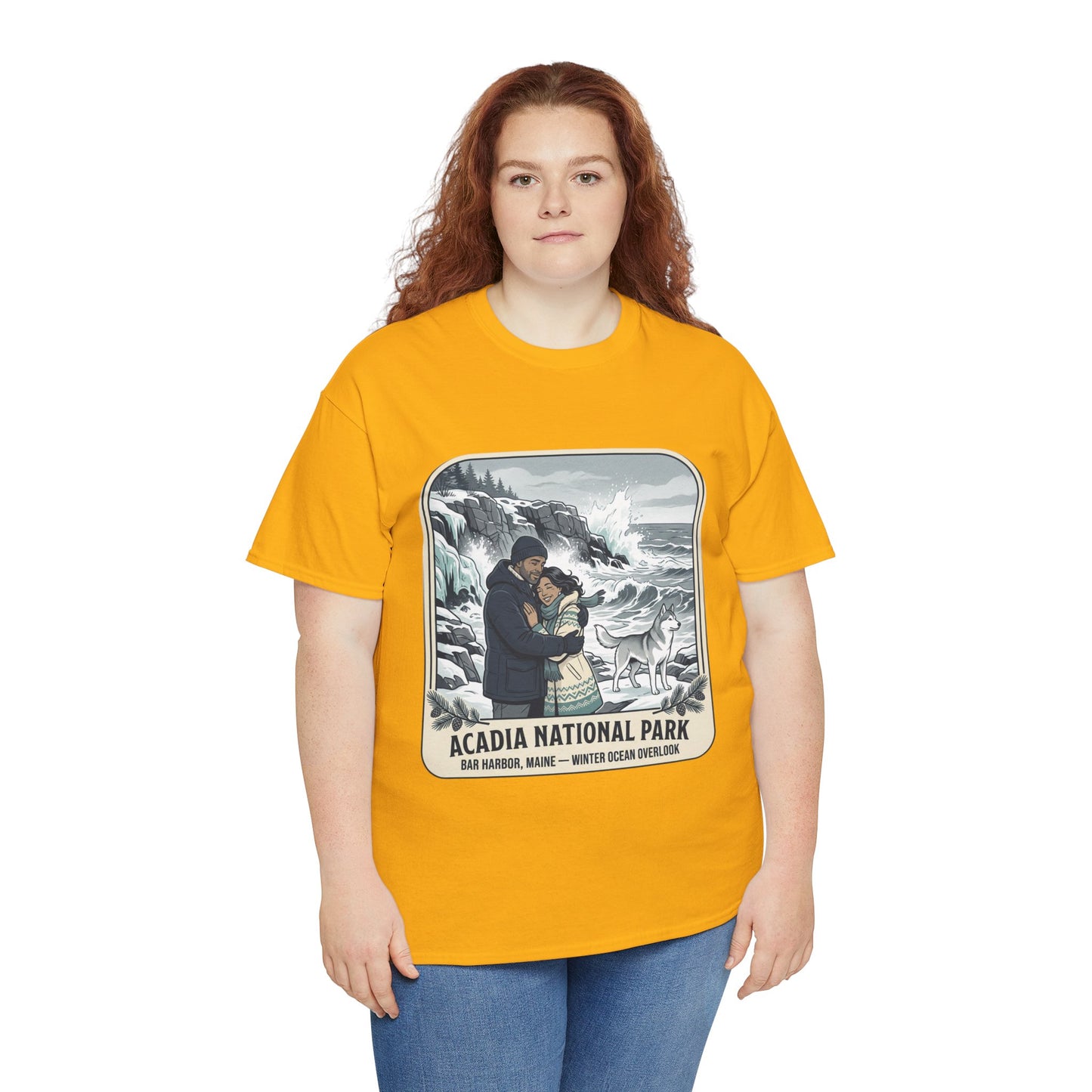 Acadia National Park Tee — Coastal Winter Couple Graphic