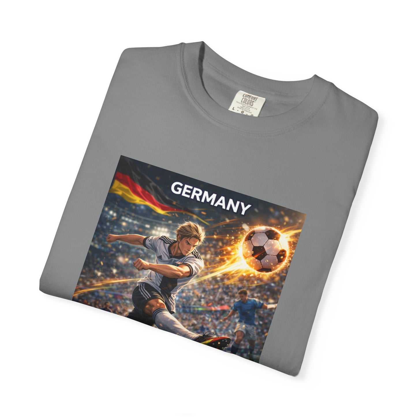 Germany Soccer Player Graphic T-Shirt — Retro Football Stadium Print