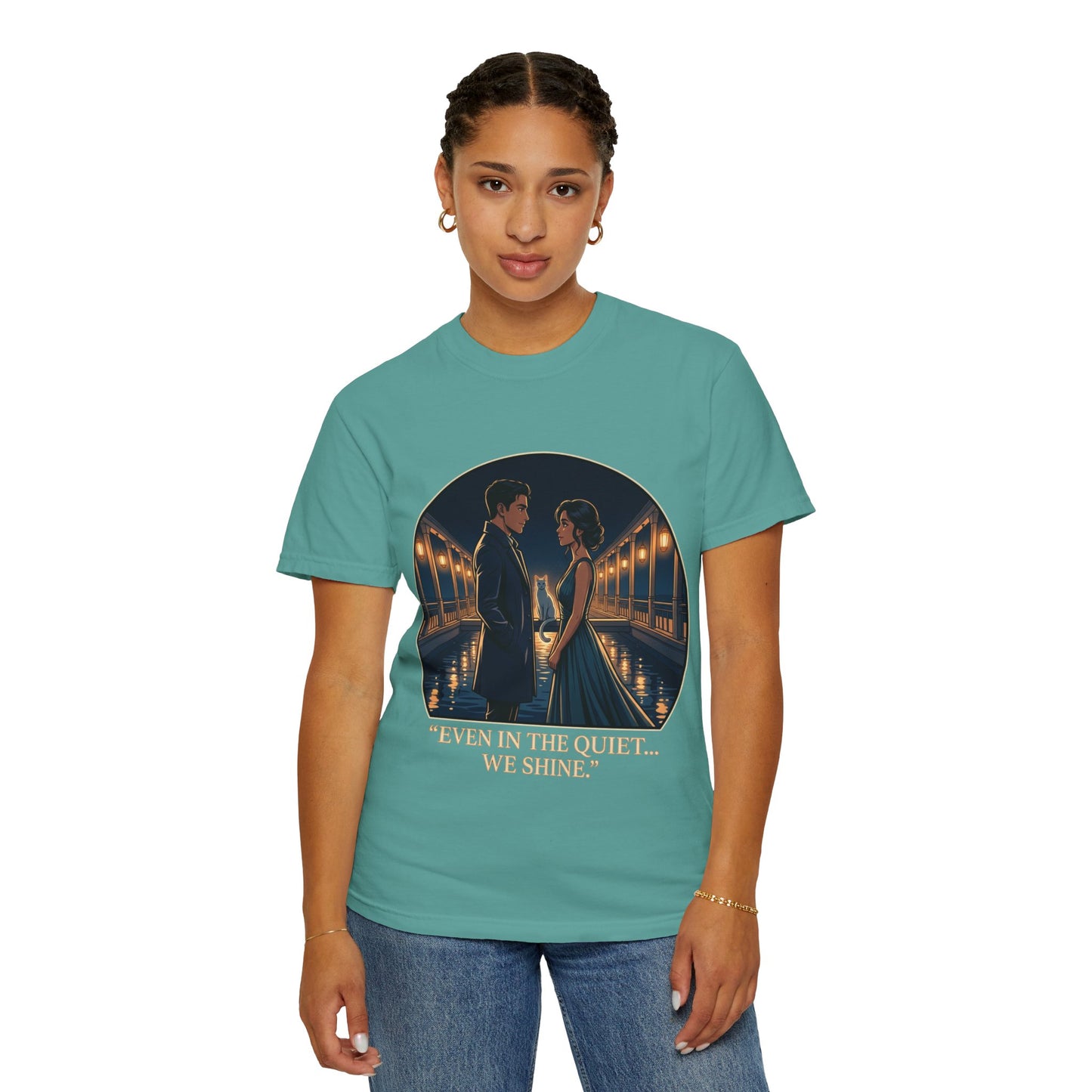 Romantic Night Stroll T-Shirt — "Even in the Quiet... We Shine" Graphic Tee
