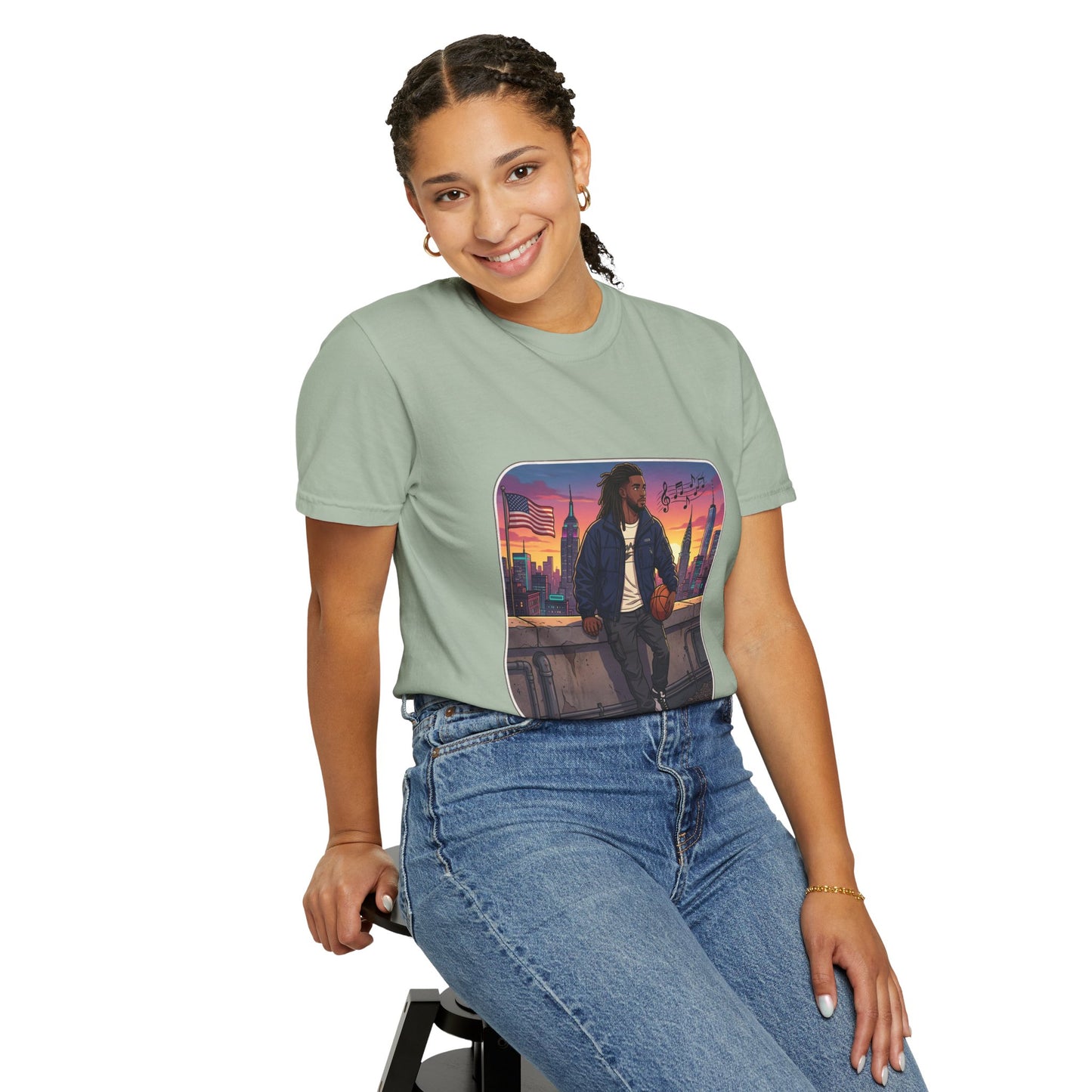 City Sunset Basketball Player T-Shirt — Urban Hoop Lifestyle Tee