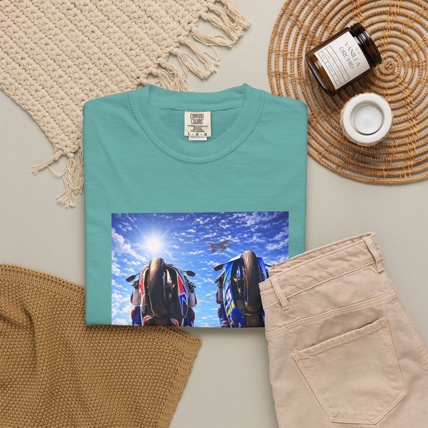 Motorcycle Sunset T-Shirt — Two Bikes Riding Into the Horizon
