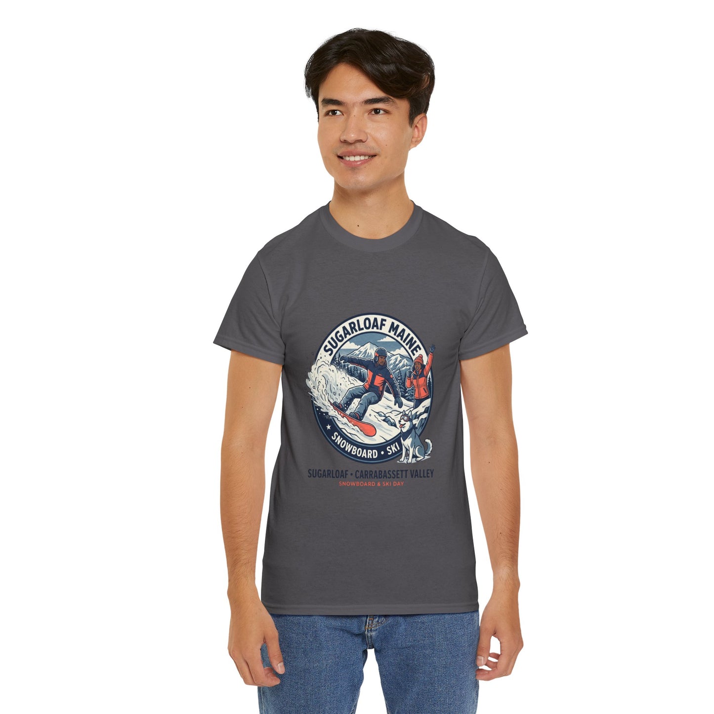Sugarloaf Maine Snowboard & Ski T‑Shirt — Sugarloaf‑Carrabassett Valley Retro Graphic Tee