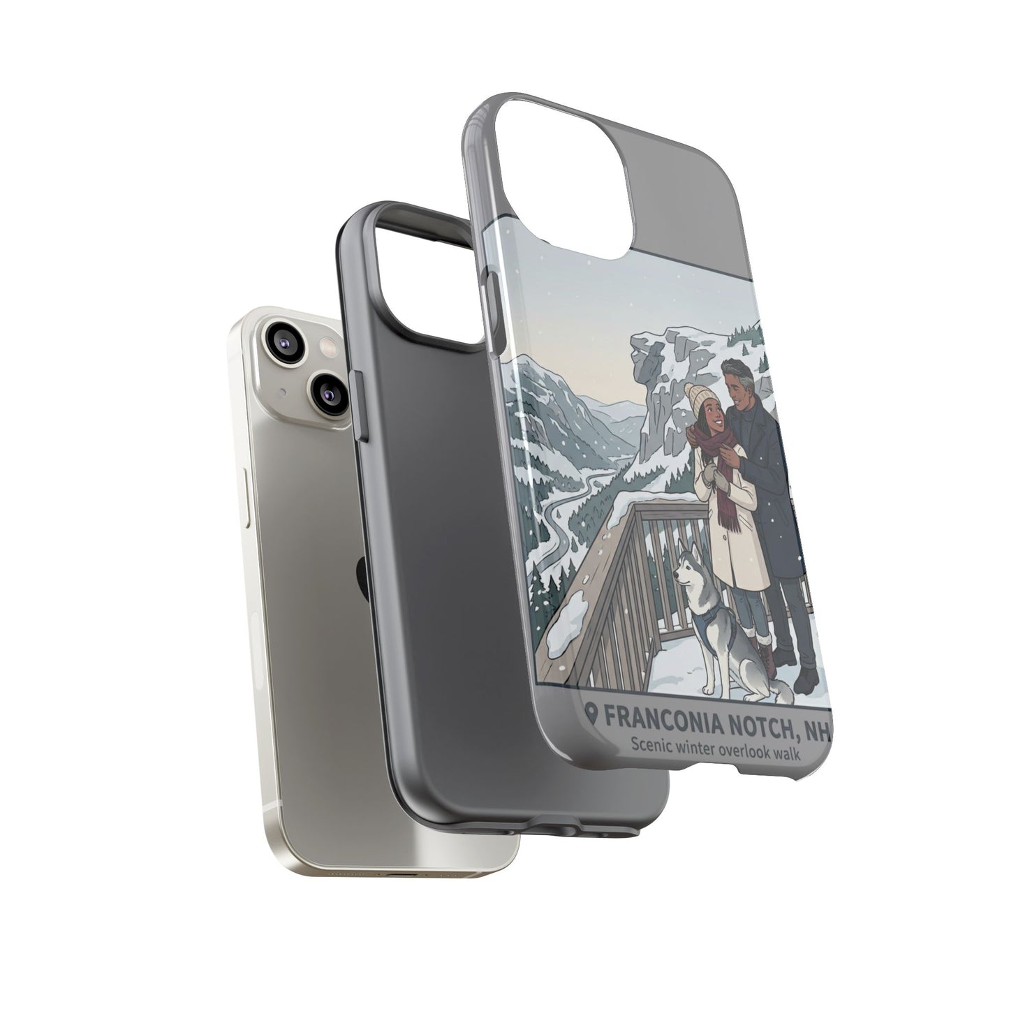 Winter Scenic Phone Case — Franconia Notch NH Couples & Husky Design