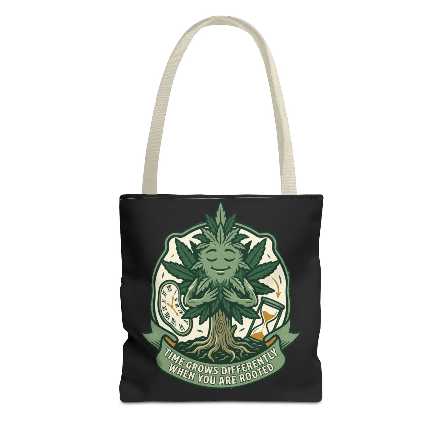 Rooted Tree Spirit Tote Bag — “Time Grows Different When You Are Rooted” Eco Tote