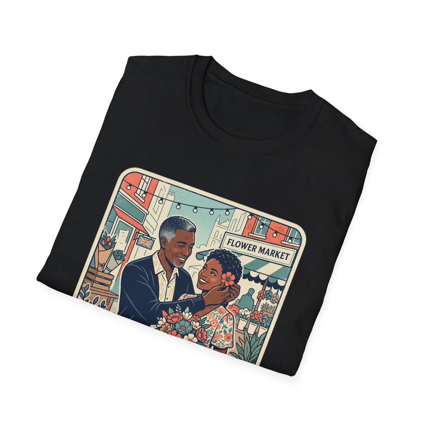 Flower Market Date — London T-Shirt — Retro Couple Floral Market Graphic Tee