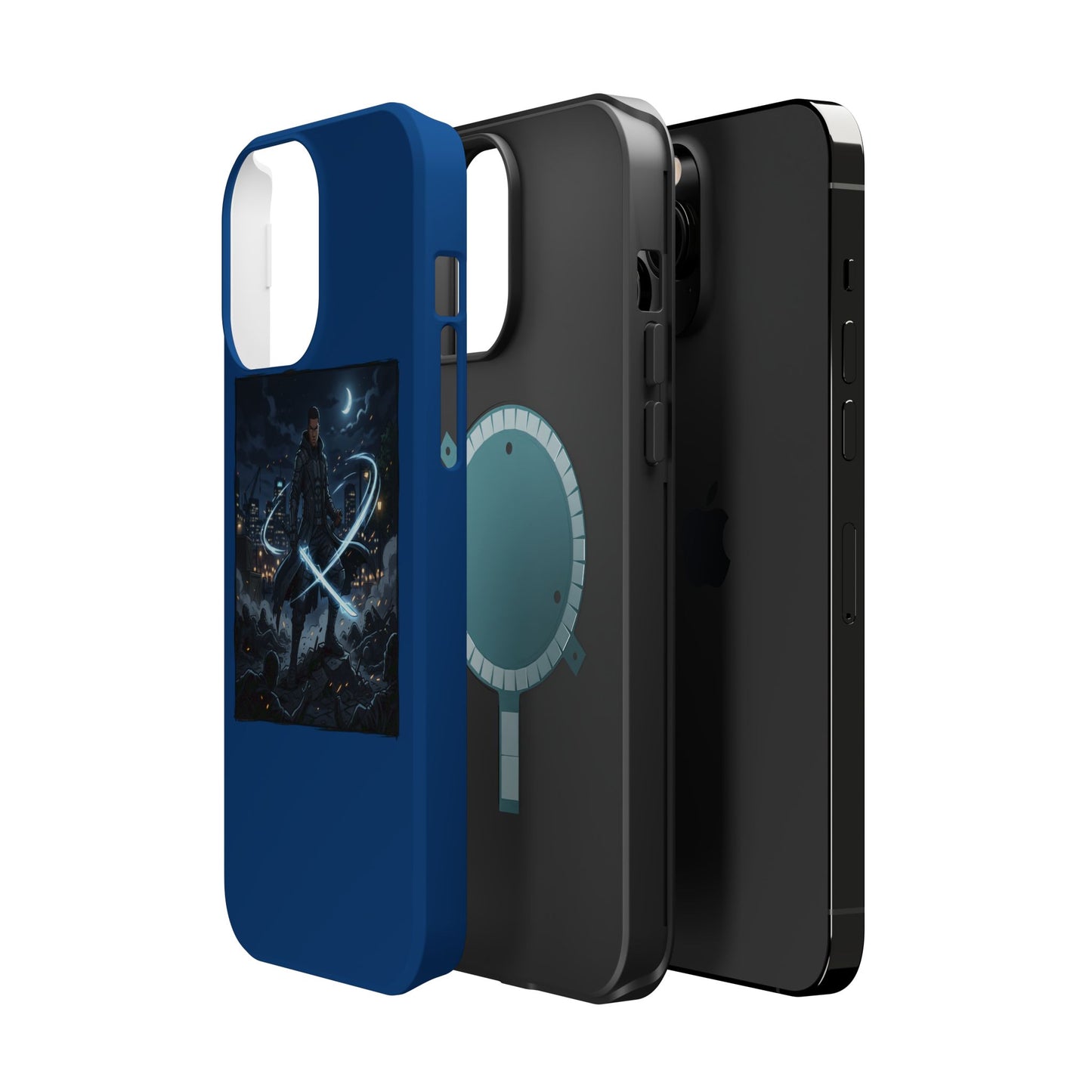 Magnetic Impact-Resistant Phone Case — Night Warrior Sci‑Fi Design