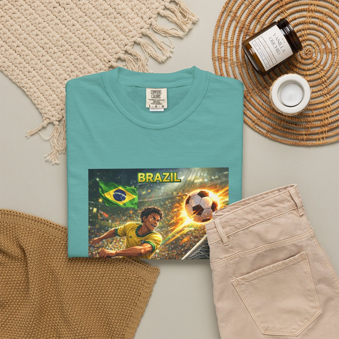 Brazil Soccer T-Shirt – Vintage Player Kick Graphic (Brazil)
