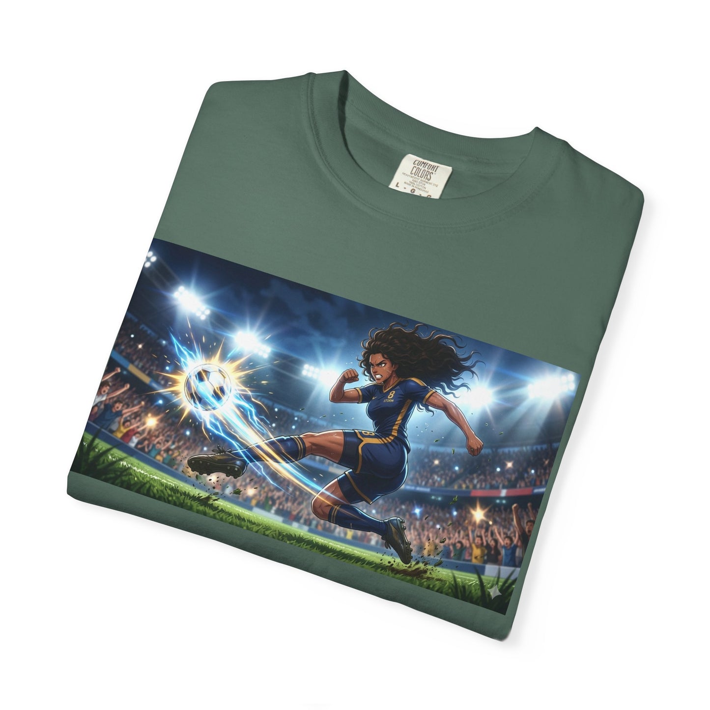 Soccer Kick Graphic T-Shirt — Energetic Stadium Football Design