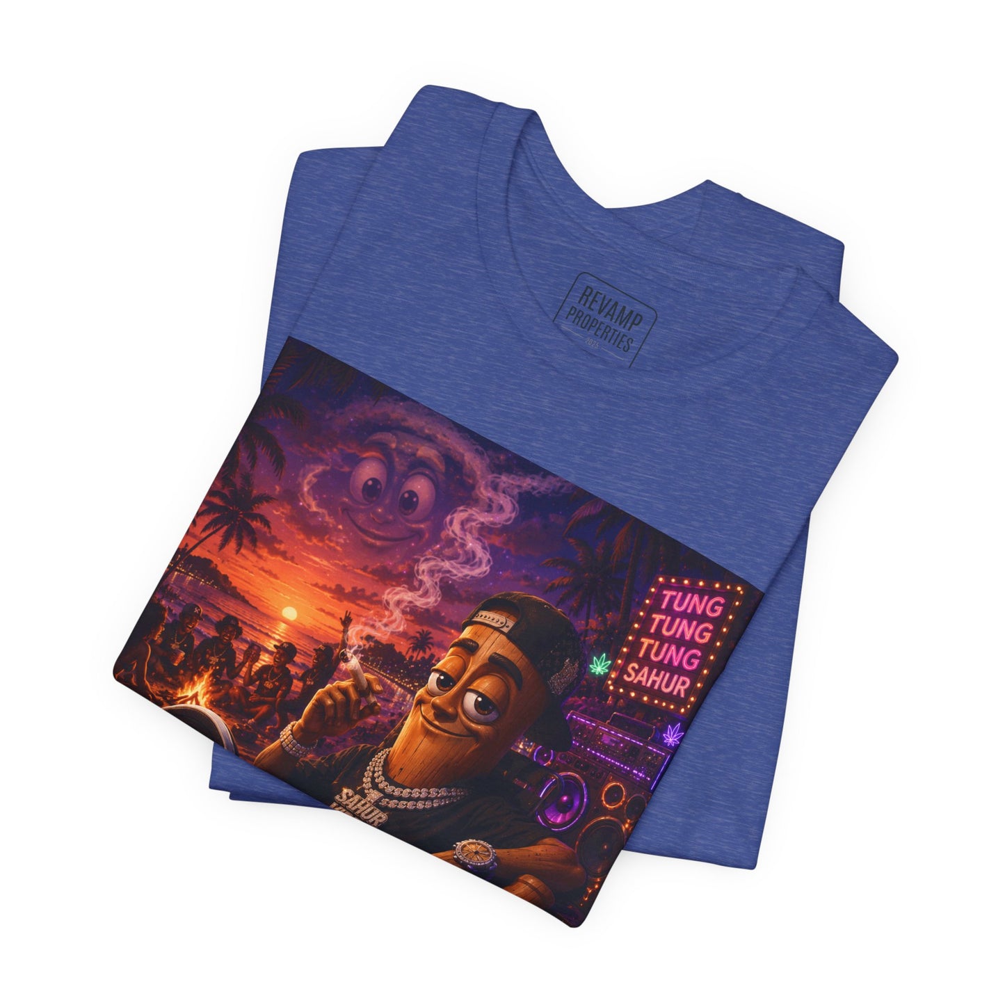 Tung Tung Tung Sahur Laid-Back Nightlife Graphic Tee — "Things Take Time" Urban Cartoon Design