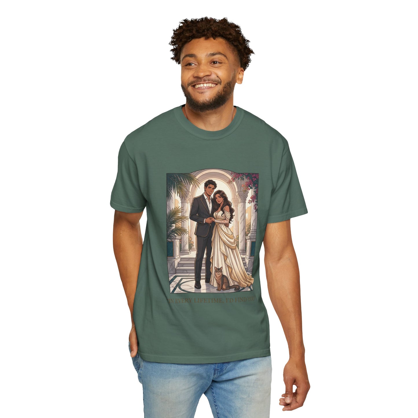 Romantic Vintage Wedding Portrait T-Shirt — "In Every Lifetime, I'd Find You"
