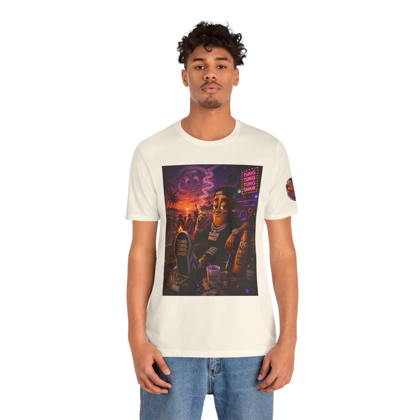 Tung Tung Tung Sahur Laid-Back Nightlife Graphic Tee — "Things Take Time" Urban Cartoon Design