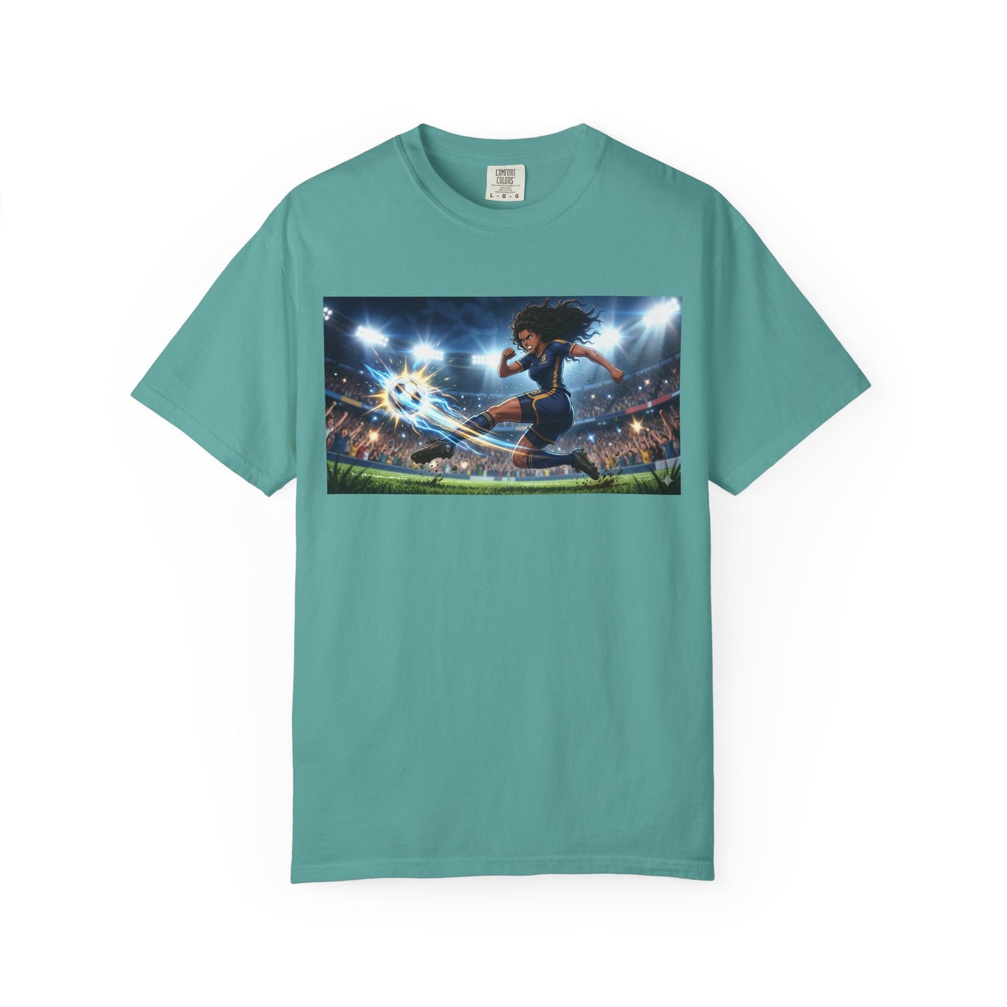 Soccer Kick Graphic T-Shirt — Energetic Stadium Football Design