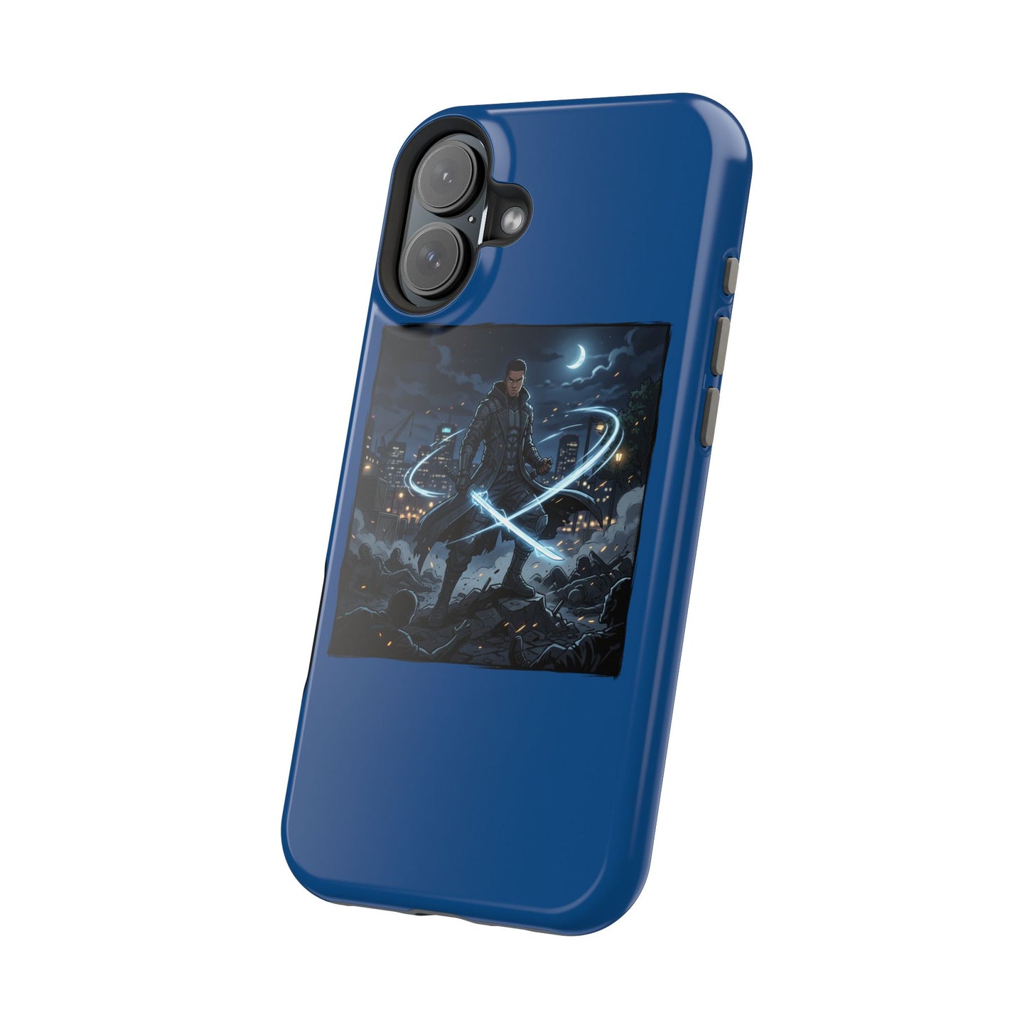 Magnetic Impact-Resistant Phone Case — Night Warrior Sci‑Fi Design