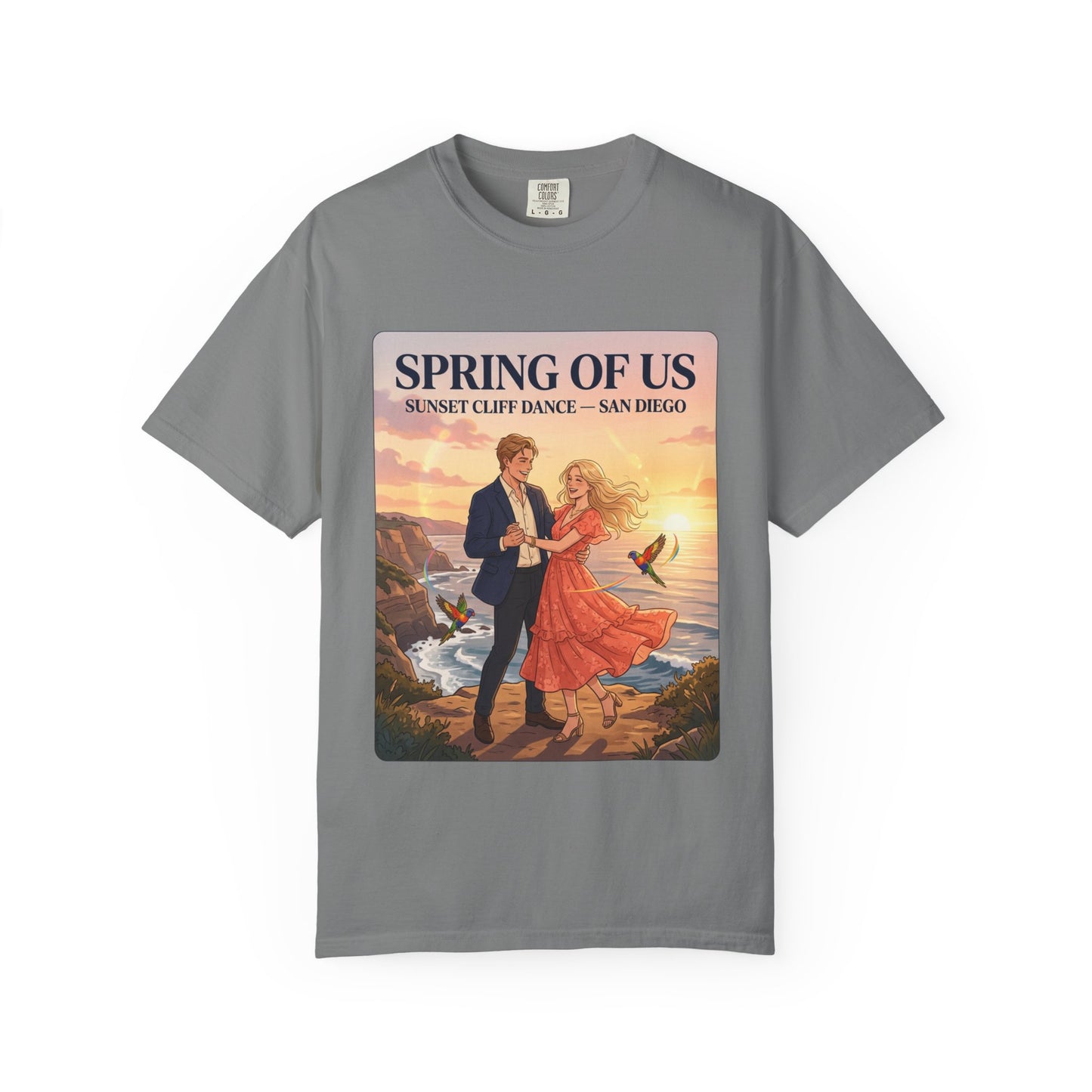 Spring of Us T‑Shirt — Sunset Cliff Dance San Diego Vintage Romance Tee