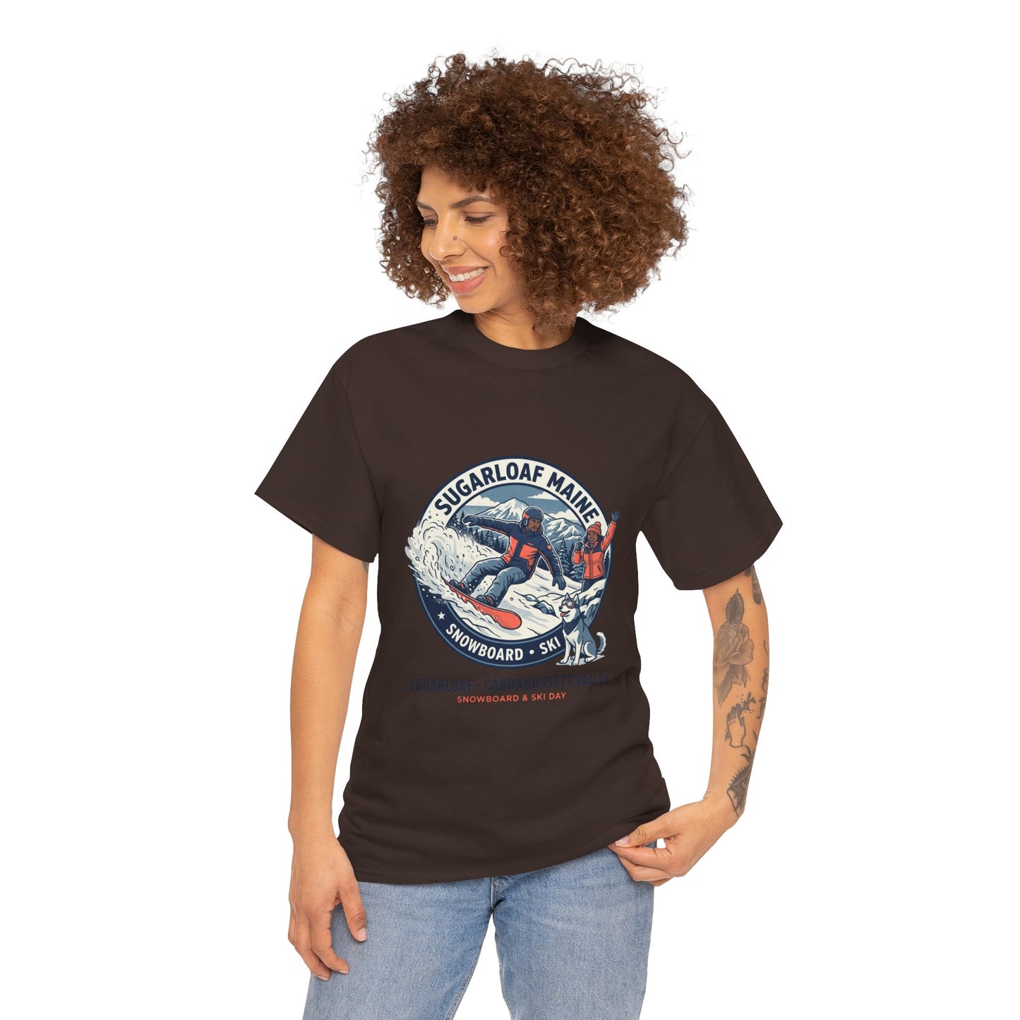 Sugarloaf Maine Snowboard & Ski T‑Shirt — Sugarloaf‑Carrabassett Valley Retro Graphic Tee