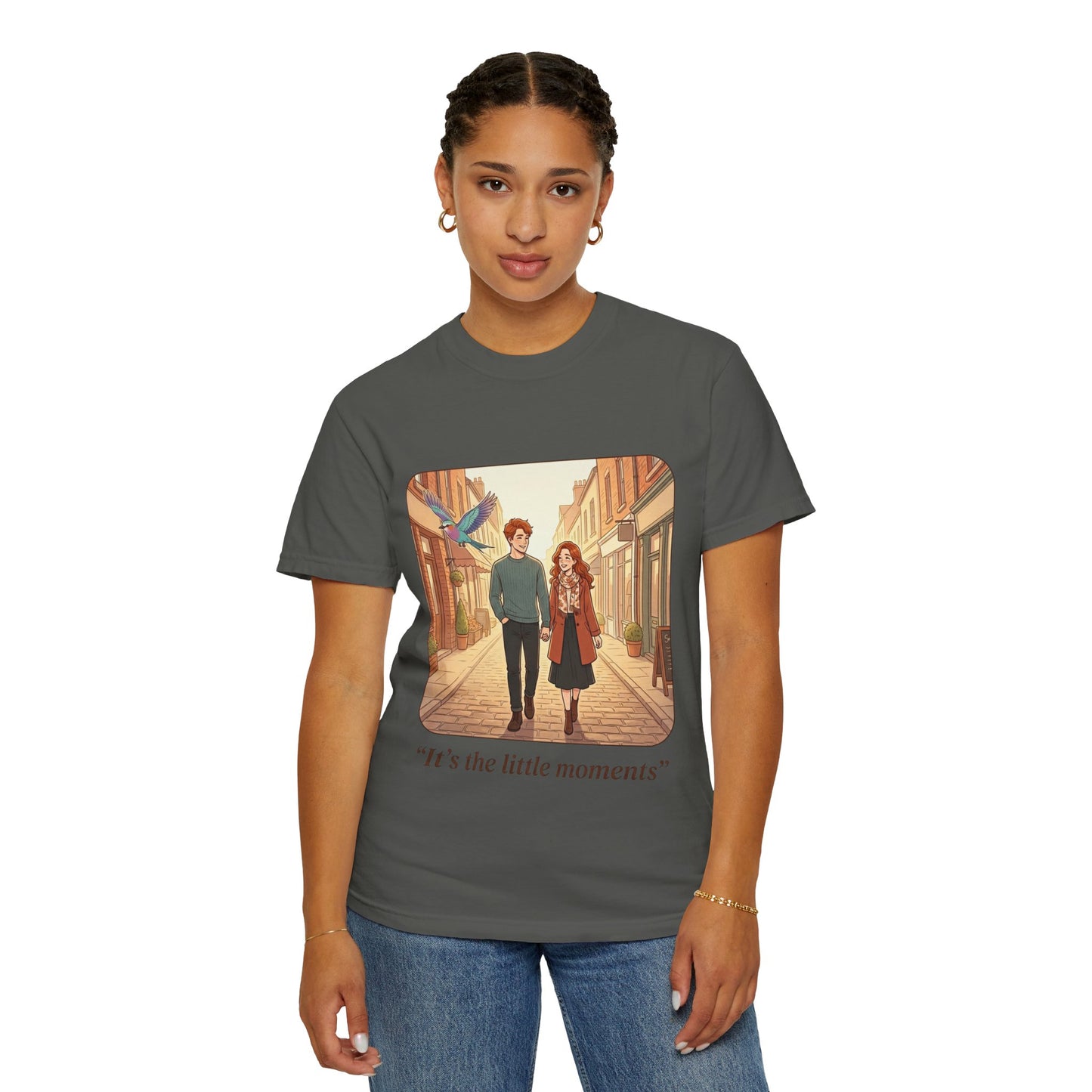Romantic Stroll T-Shirt — “It’s the little moments” Couple Illustration Tee