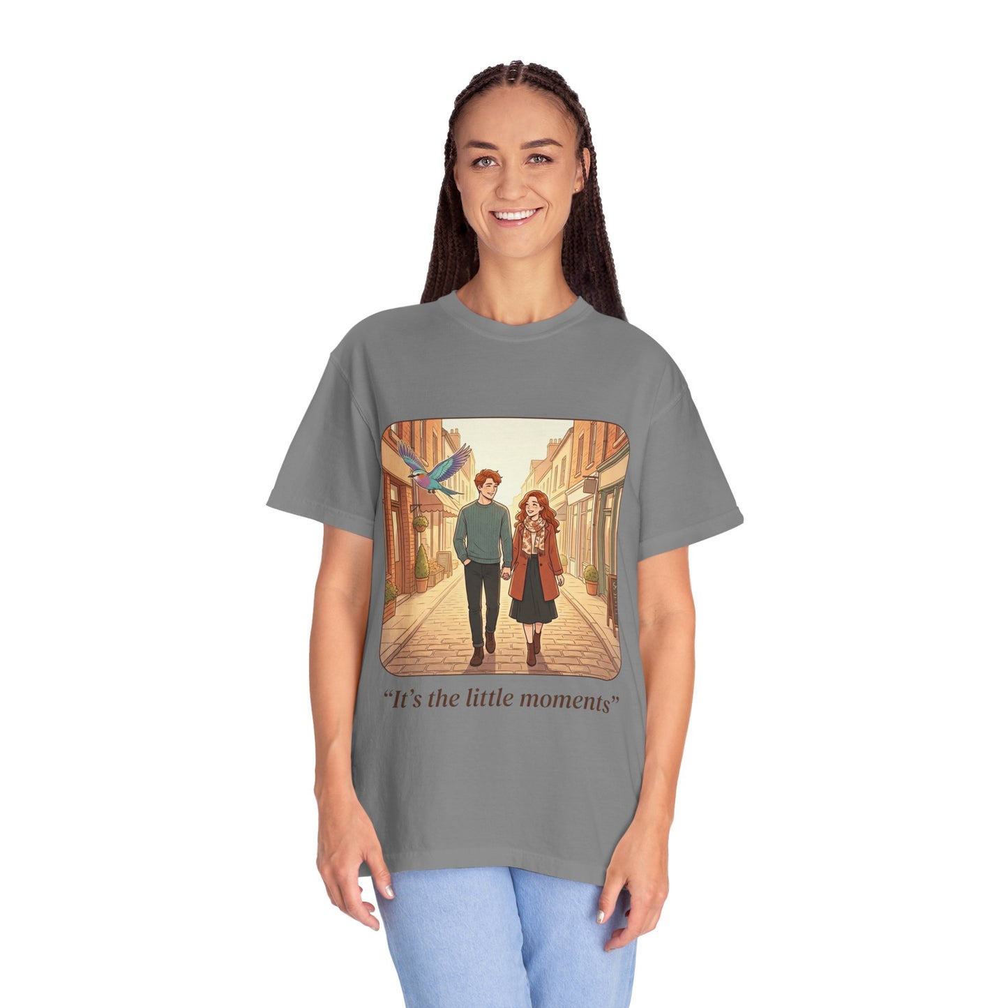 Romantic Stroll T-Shirt — “It’s the little moments” Couple Illustration Tee