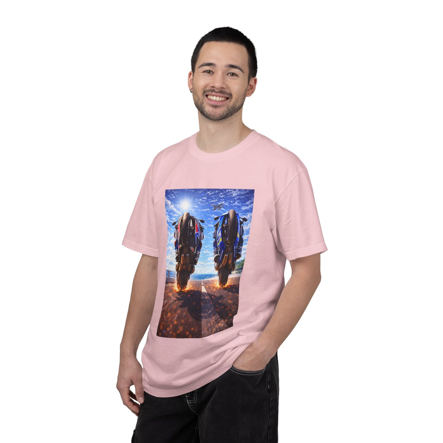 Motorcycle Sunset T-Shirt — Two Bikes Riding Into the Horizon