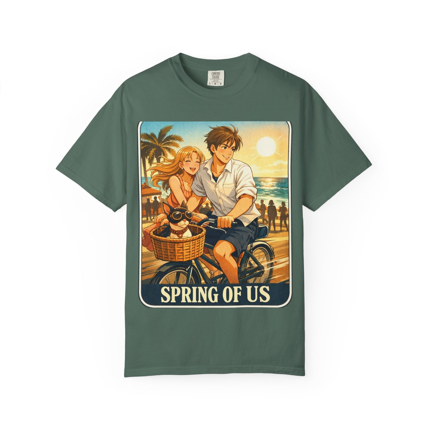 Spring of Us T-Shirt — Vintage Beach Couple Bicycle Design