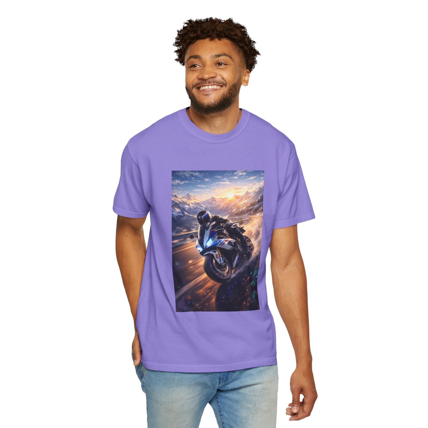 BMW S1000RR ALPINE GHOST RIDE - T‑Shirt — Sportbike Skyline Graphic Tee