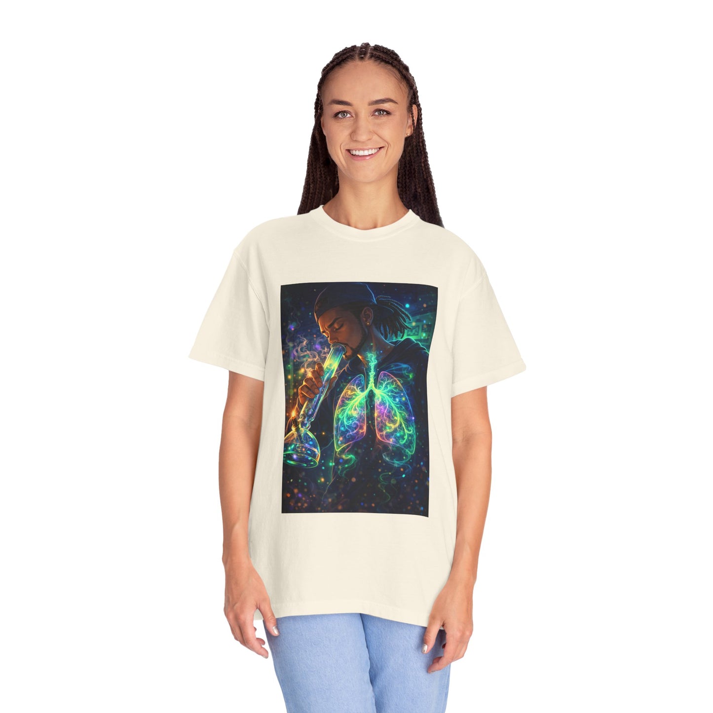 Cosmic Lungs T-Shirt — Neon Anatomical Art Tee