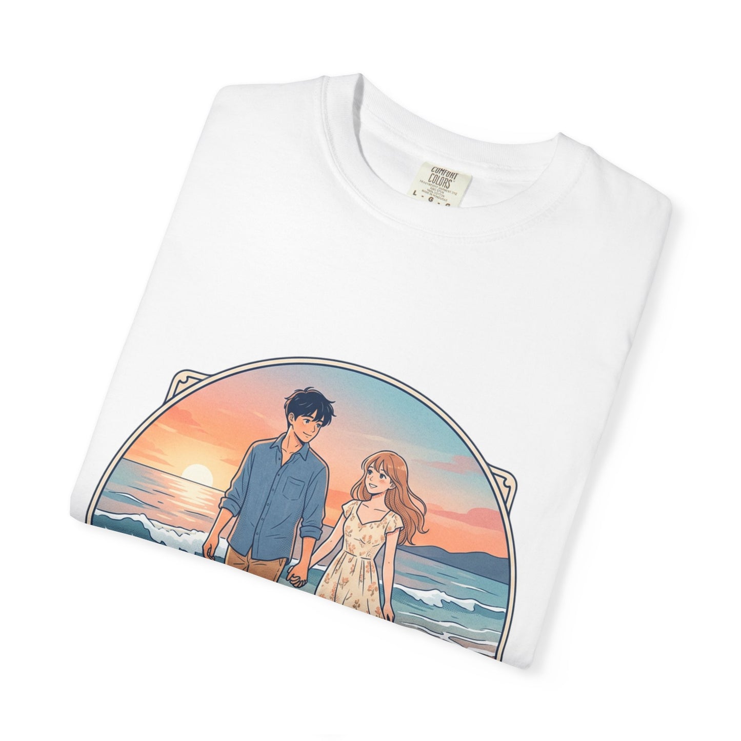 Sunset Lovers Beach T-Shirt — Romantic Couple Graphic Tee