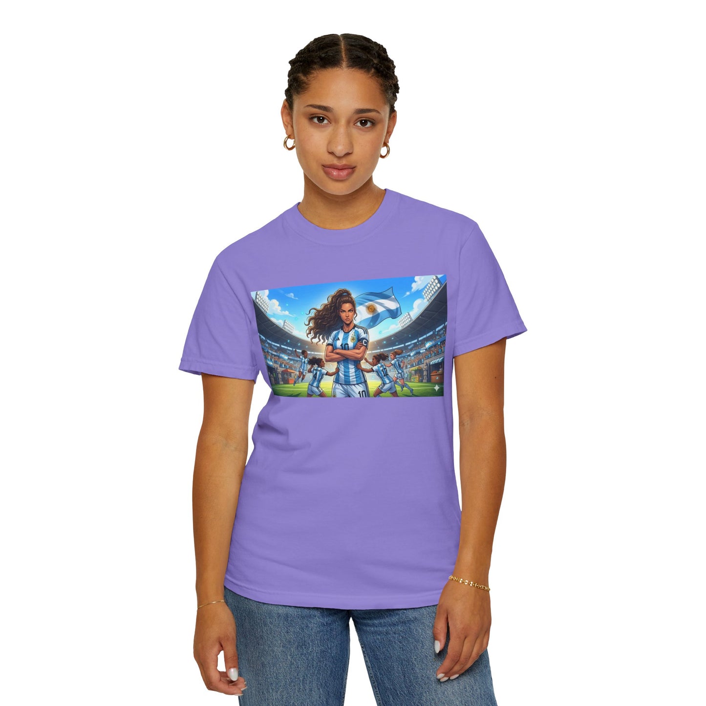 Argentina Soccer Heroine Stadium T-Shirt – Female Soccer Player Graphic Tee