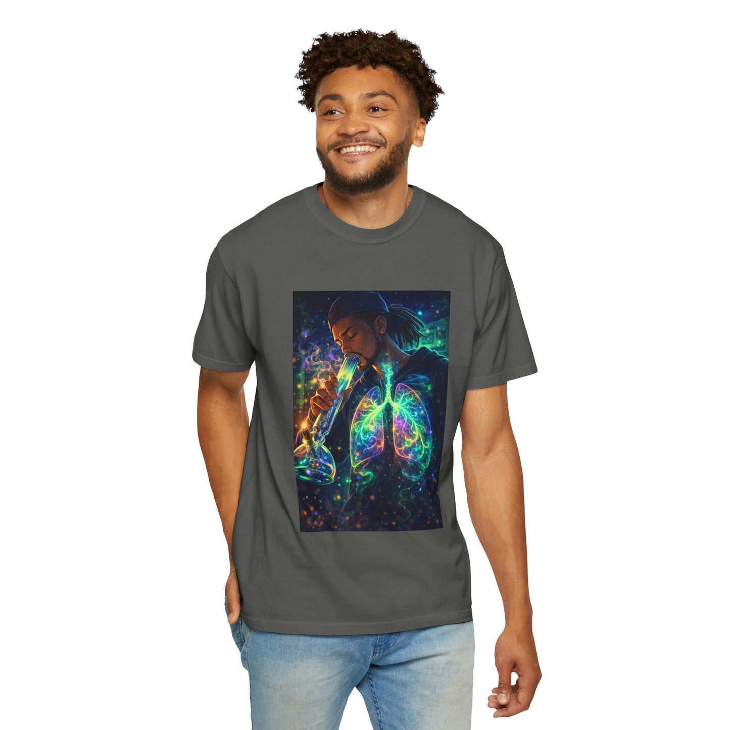 Cosmic Lungs T-Shirt — Neon Anatomical Art Tee