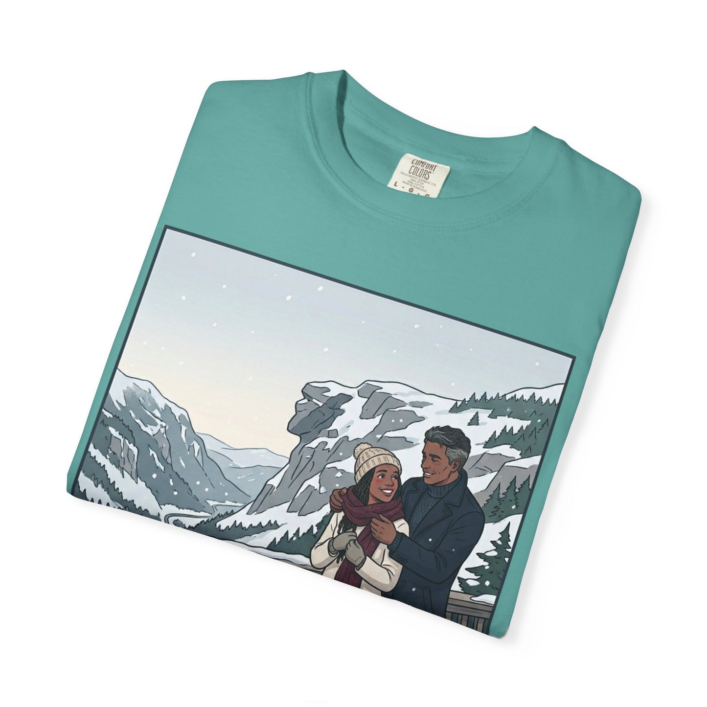 Franconia Notch NH Winter View T-Shirt — Scenic Couple & Husky Travel Tee