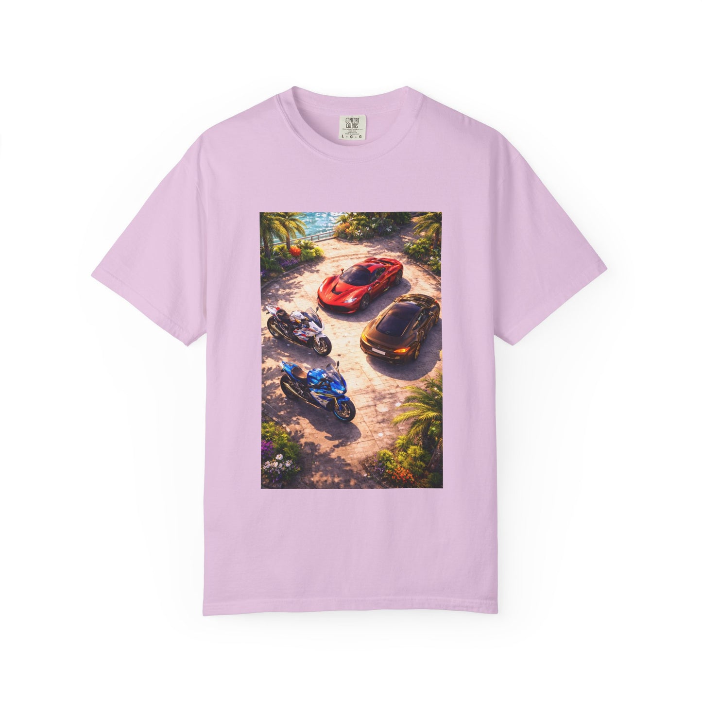 MULTI-VEHICLE - T-Shirt — Tropical Sports Cars & Motorbikes Print