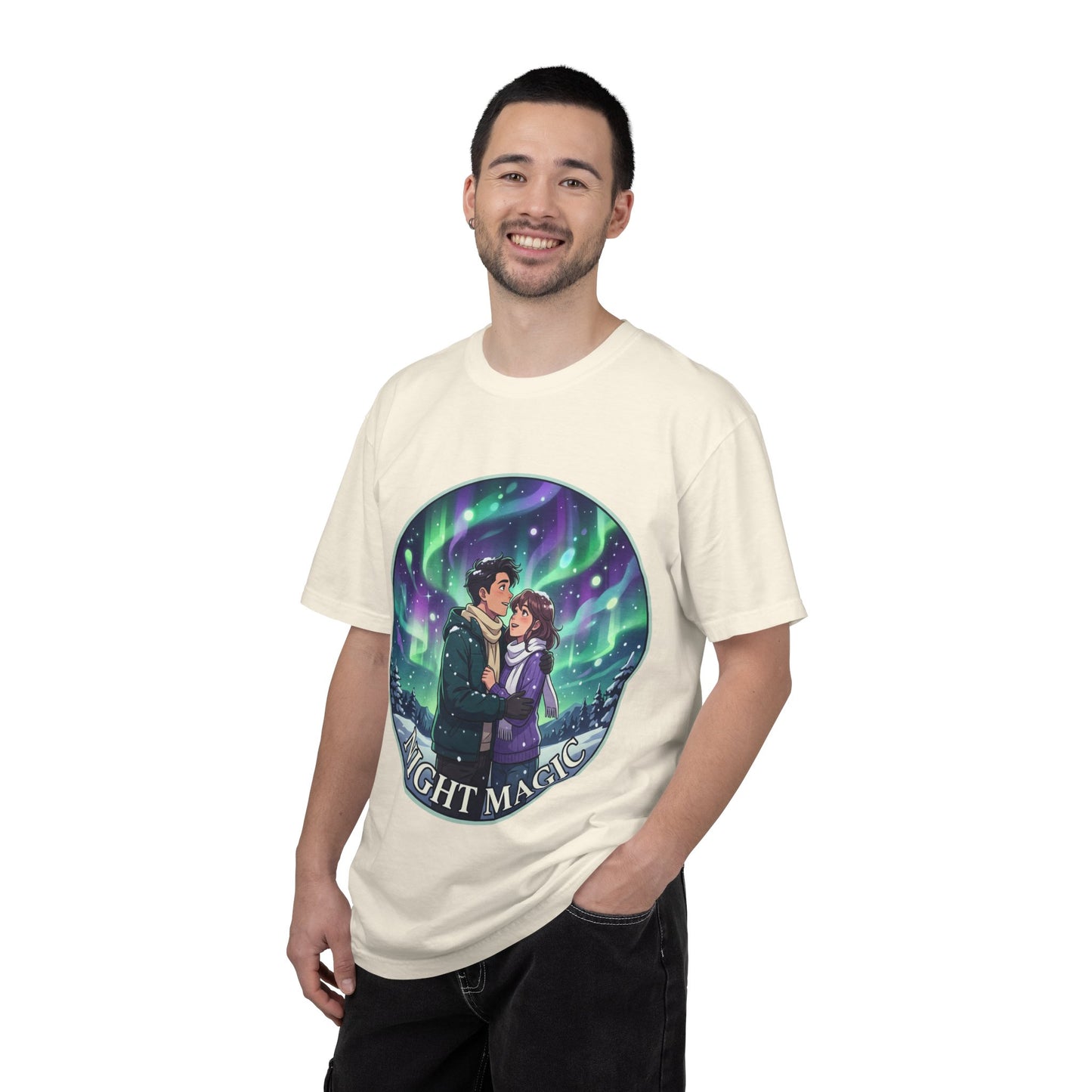 Night Magic T-Shirt — Northern Lights Couple Illustration